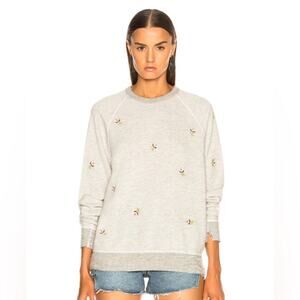 THE GREAT. Gray Embroidered Sweatshirt